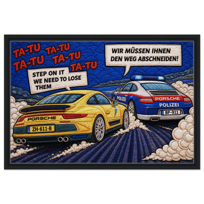 Autobahn Chase Framed Canvas Quilted-Style Pop-Art