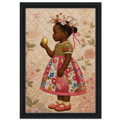 Golden Garden Matte Paper Poster: Quilt-Inspired, in Bisa Butler Style