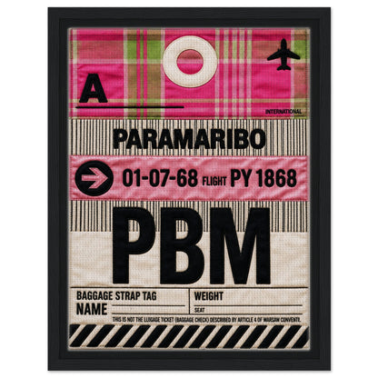Pink Paramaribo PBM Framed Canvas Quilted-Style Airport-Code