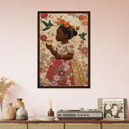 Little Bloom Quilted-Style Museum-Quality Matte Paper Poster