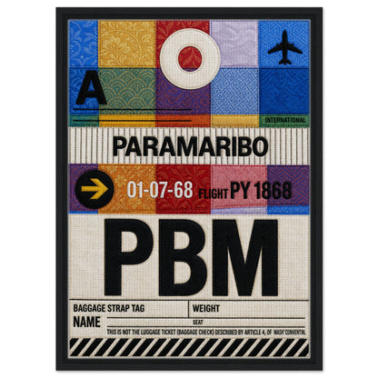 Paramaribo PBM Framed Canvas Quilted-Style Vintage-Travel
