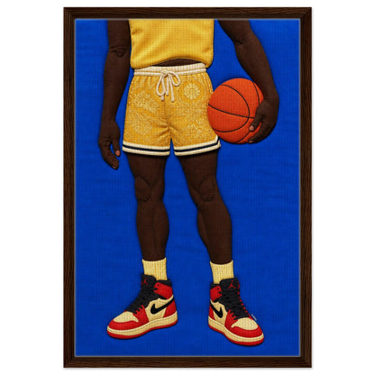 Quilted Basketball Framed Canvas Quilt-Inspired Afrocentric