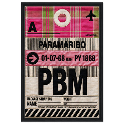 Pink Paramaribo PBM Framed Canvas Quilted-Style Airport-Code