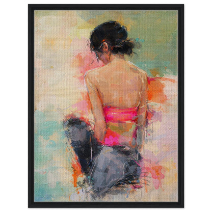 Soft Solitude Framed Canvas Pastel-Textured Impressionist-Figurative