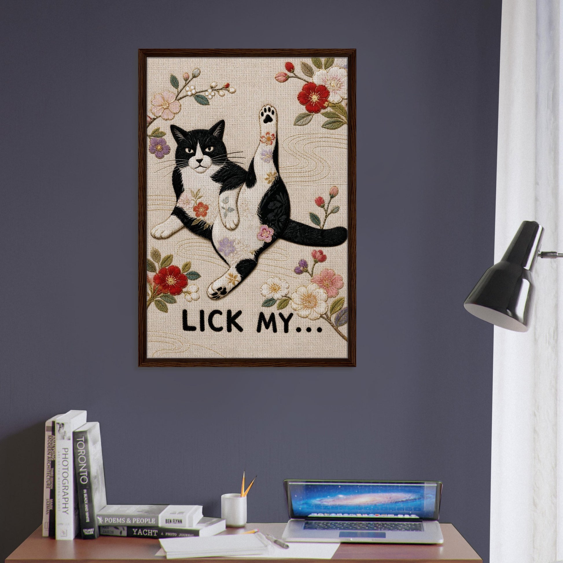 Lick My... Framed Canvas Embroidered-Style - Japanese Embroidery Style