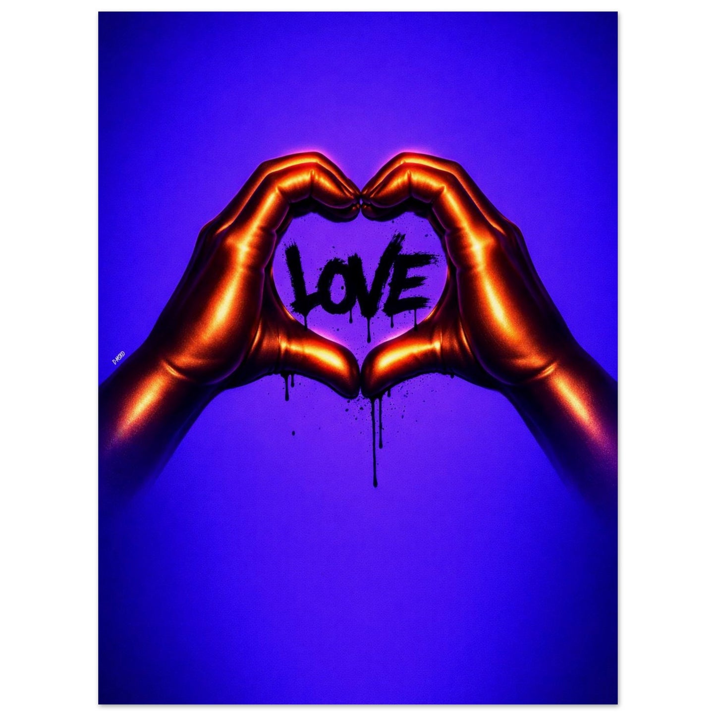Black Love Hands Neon-Pop Museum-Quality Matte Paper Poster