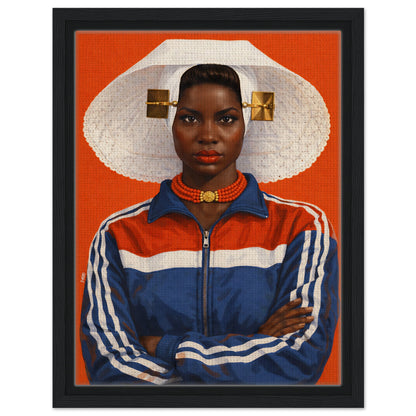 Zeeland Bonnet Portrait Framed Canvas Contemporary-Realist