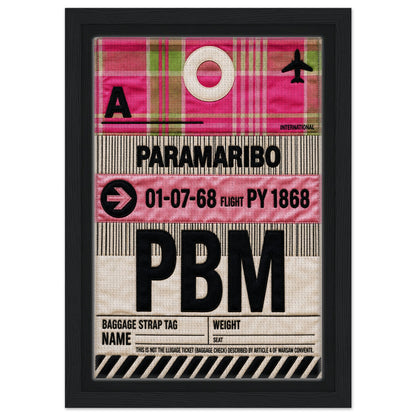 Pink Paramaribo PBM Framed Canvas Quilted-Style Airport-Code