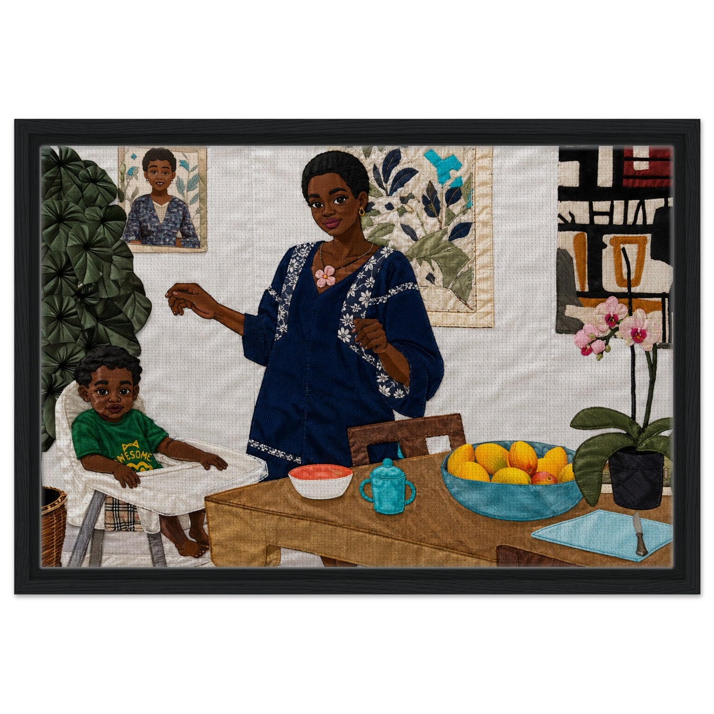 Mother’s Table Framed Canvas Quilt-Inspired - Bisa Butler Style