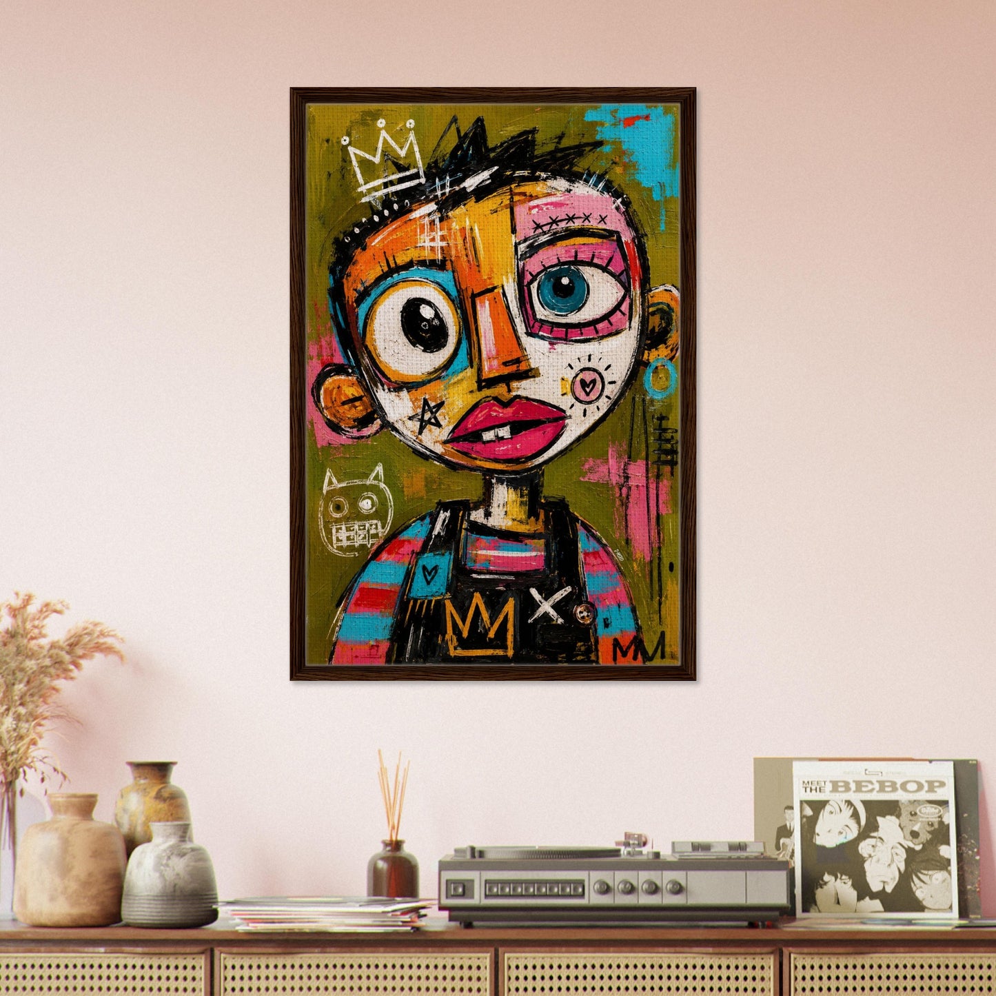 Crowned Rebel Child Framed Canvas Afrocentric Graffiti-Inspired